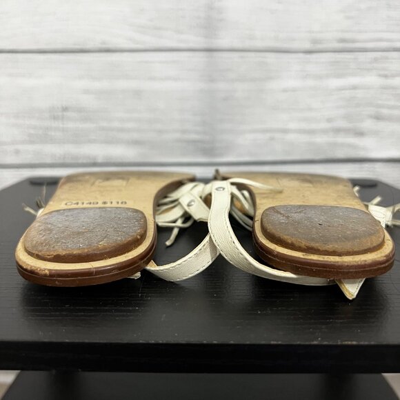 J. Crew White Leather Fringe Sandals, Size 6.5 - Picture 3 of 4